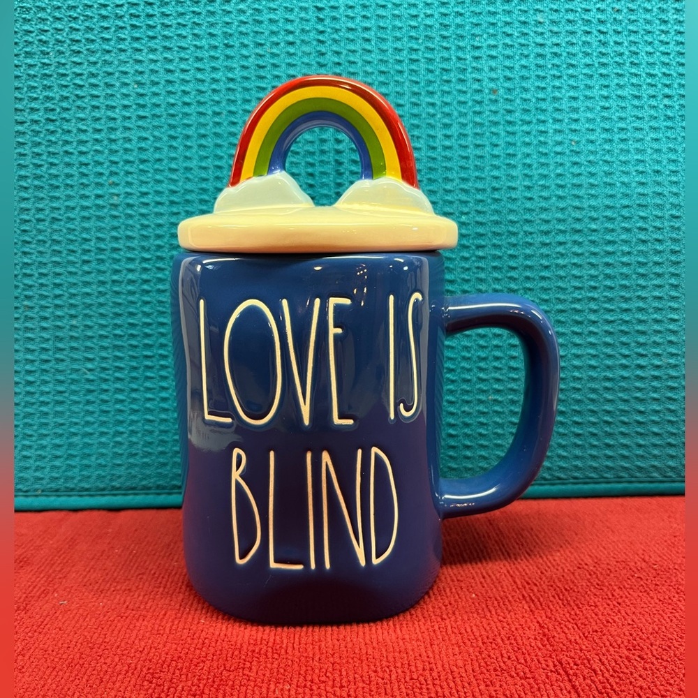 Rae Dunn Love Is Blind Rainbow topper Pride Mug